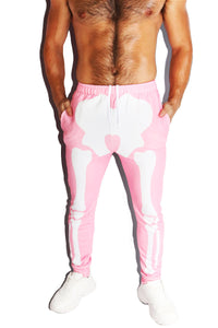 Skeleton All Over Print Sweatpants- Pink