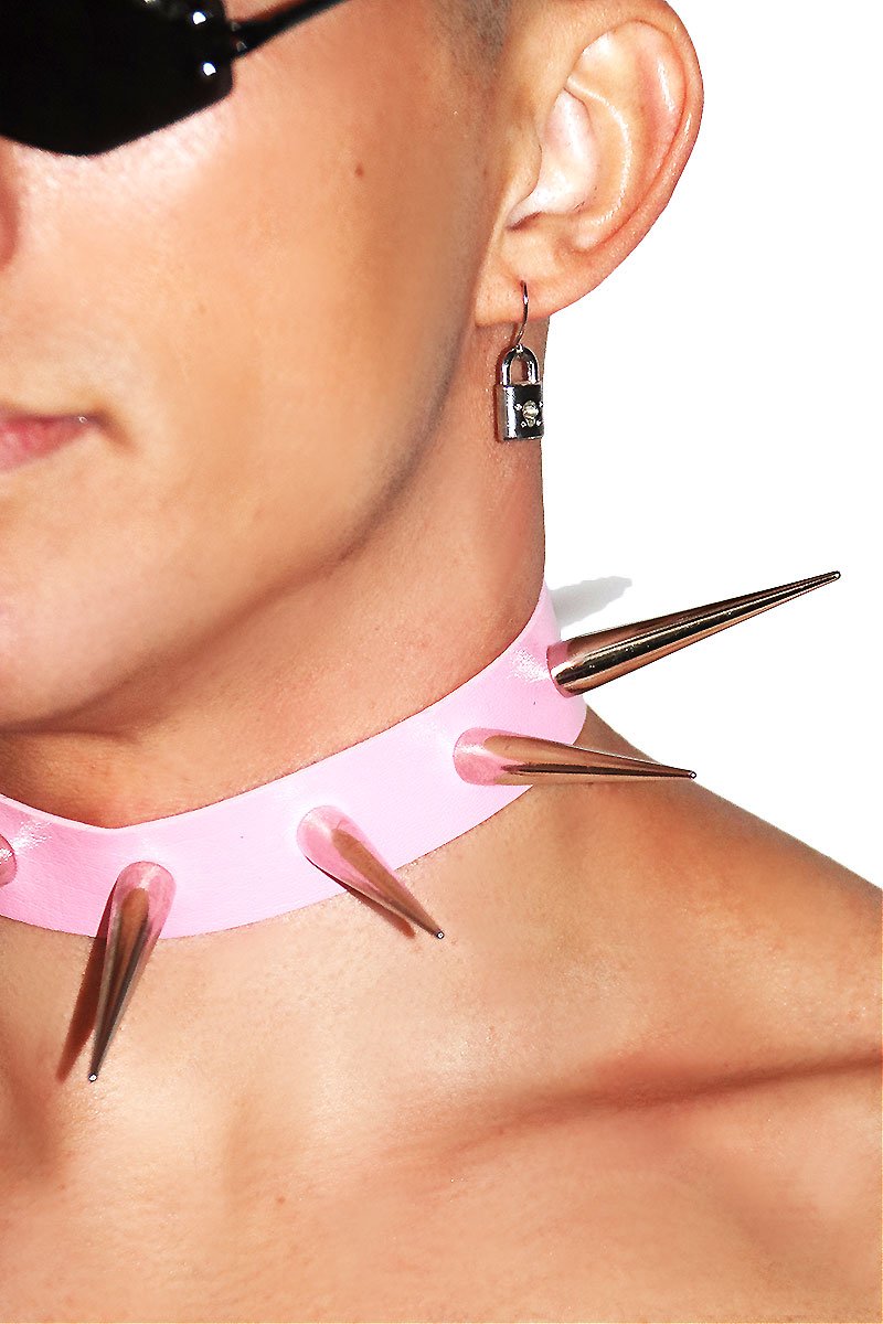 Lethal Spikes Collar Choker-Pink