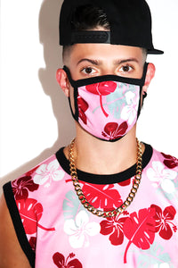 Honolulu Pink Face Mask- Black