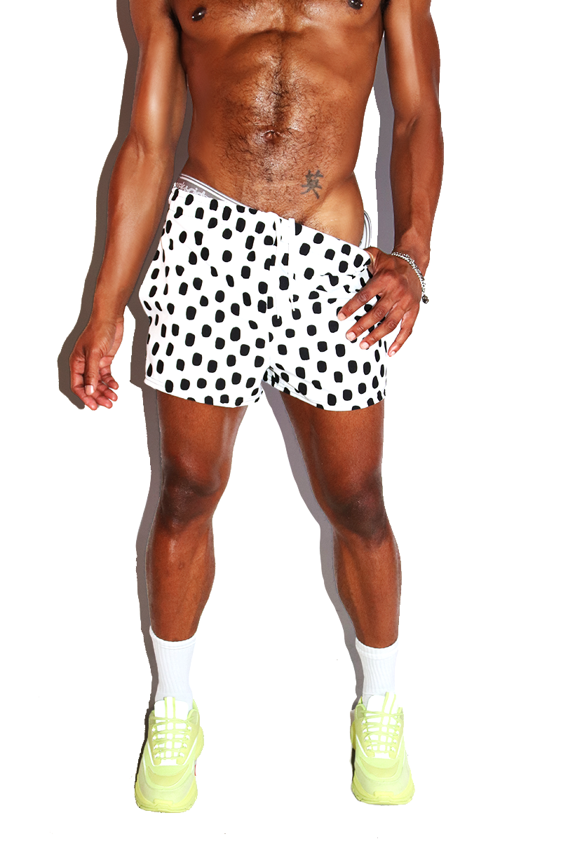 Spotted Active Shorts- White