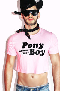 Pony Boy Crop Tee-Pink