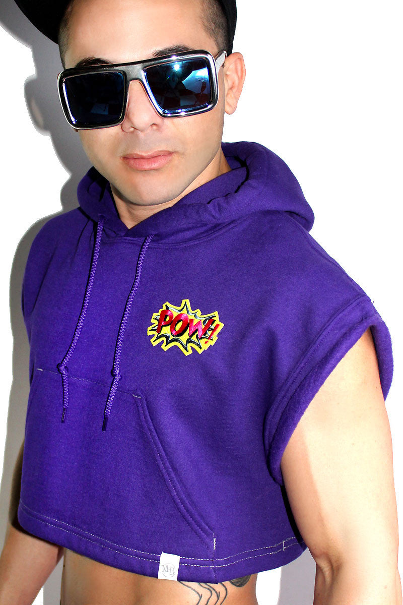 Pow Sleveeless Hoodie-Purple