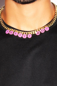 Pretty Boy Pendant Choker Necklace - Gold