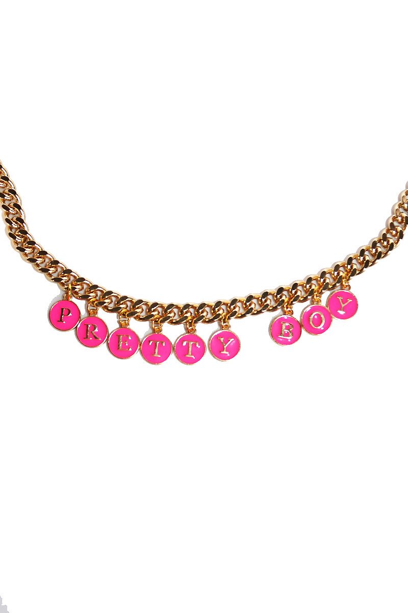 Pretty Boy Pendant Choker Necklace - Gold