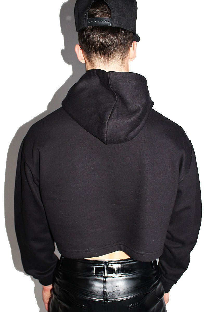 Pride Hearts Crop Long Sleeve Hoodie-Black