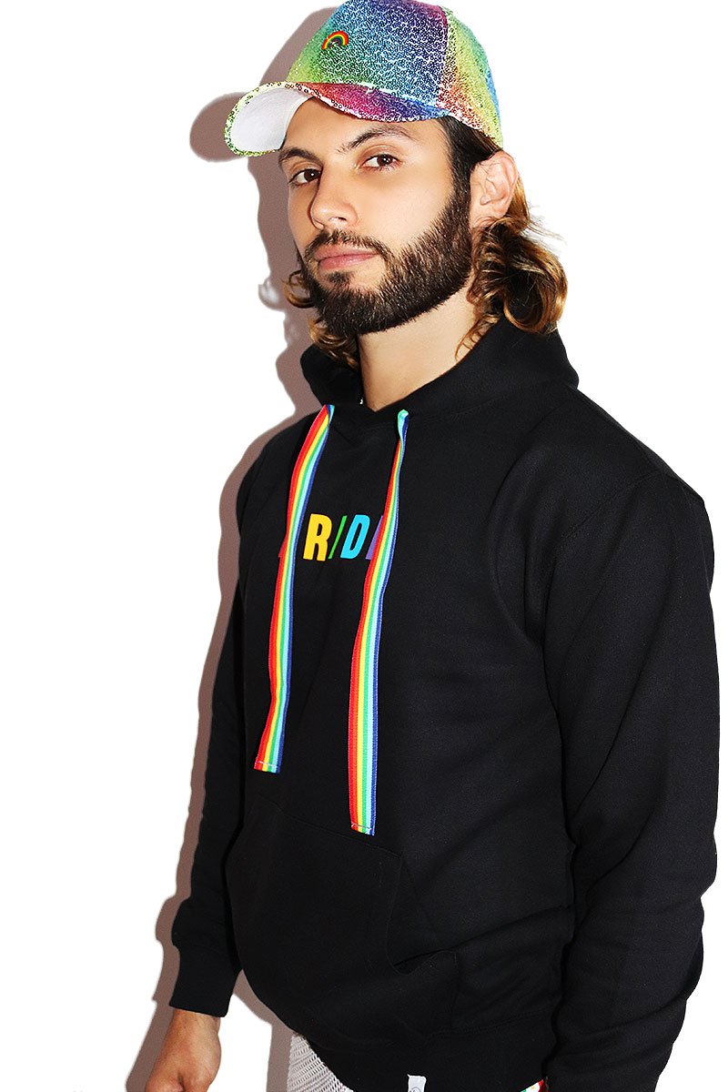 Pride String Long Sleeve Hoodie- Black