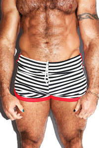 Rainbow Pocket Stripe Running Shorts-Black