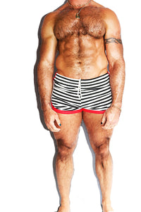 Rainbow Pocket Stripe Running Shorts-Black