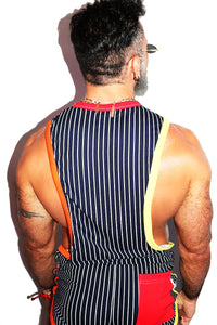 Retro Pride Stripe Low Arm Tank-Navy