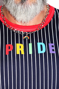 Retro Pride Stripe Low Arm Tank-Navy