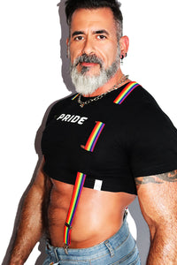 Pride Garter Extreme Crop Tee-Black
