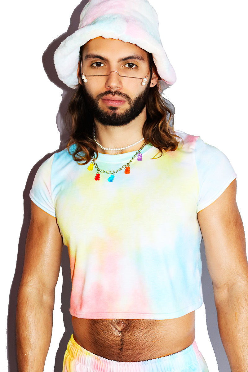 Cotton Kandi All Over Print Fitted Crop Tee-  Multi