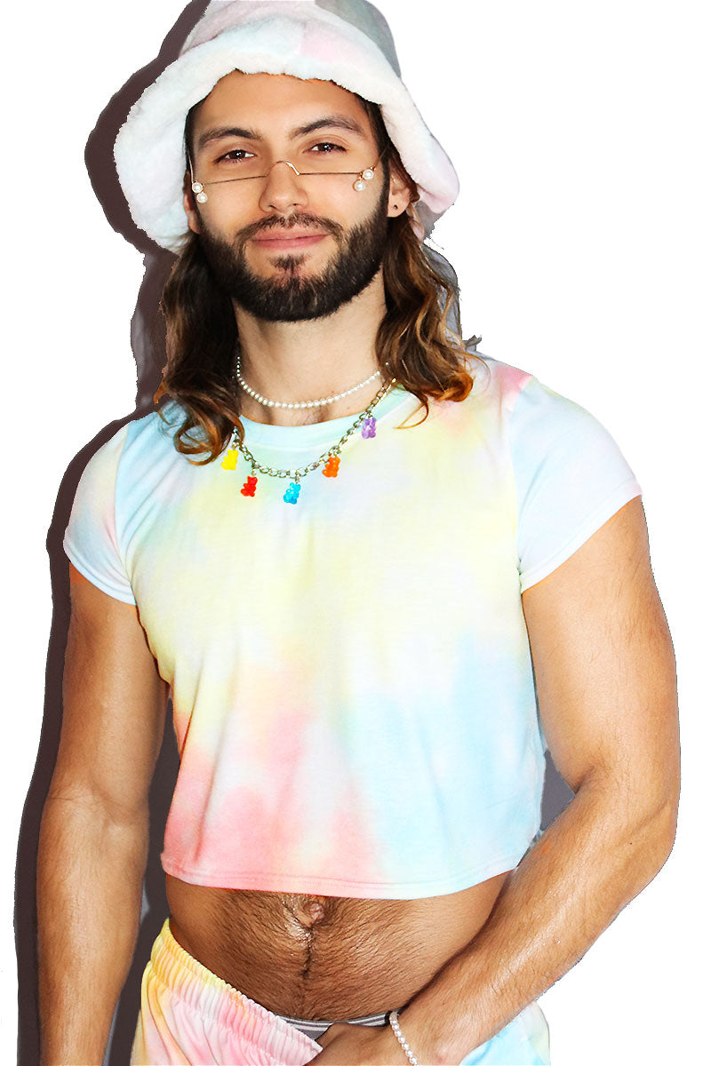 Cotton Kandi All Over Print Fitted Crop Tee-  Multi