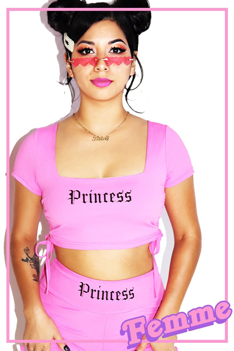 Princess Cutout Crop Tee -Pink