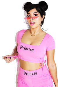 Princess Cutout Crop Tee -Pink