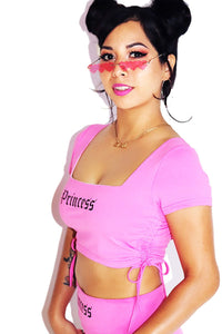 Princess Cutout Crop Tee -Pink