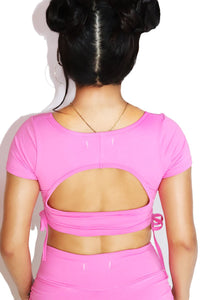 Princess Cutout Crop Tee -Pink