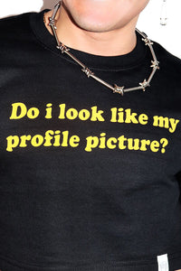 Profile Pic Long Sleeve Crop Sweatshirt- Black