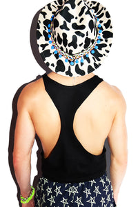 No Unathorized Probing Crop String Tank- Black