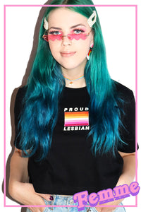 Proud Lesbian Crop Tee- Black