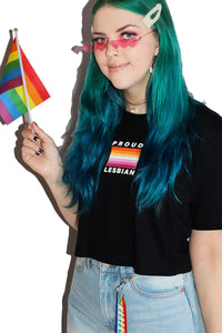 Proud Lesbian Crop Tee- Black