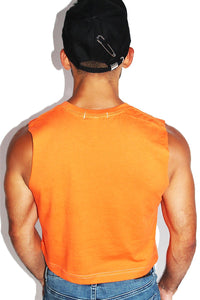 Pumpkin Face Crop Tank- Orange