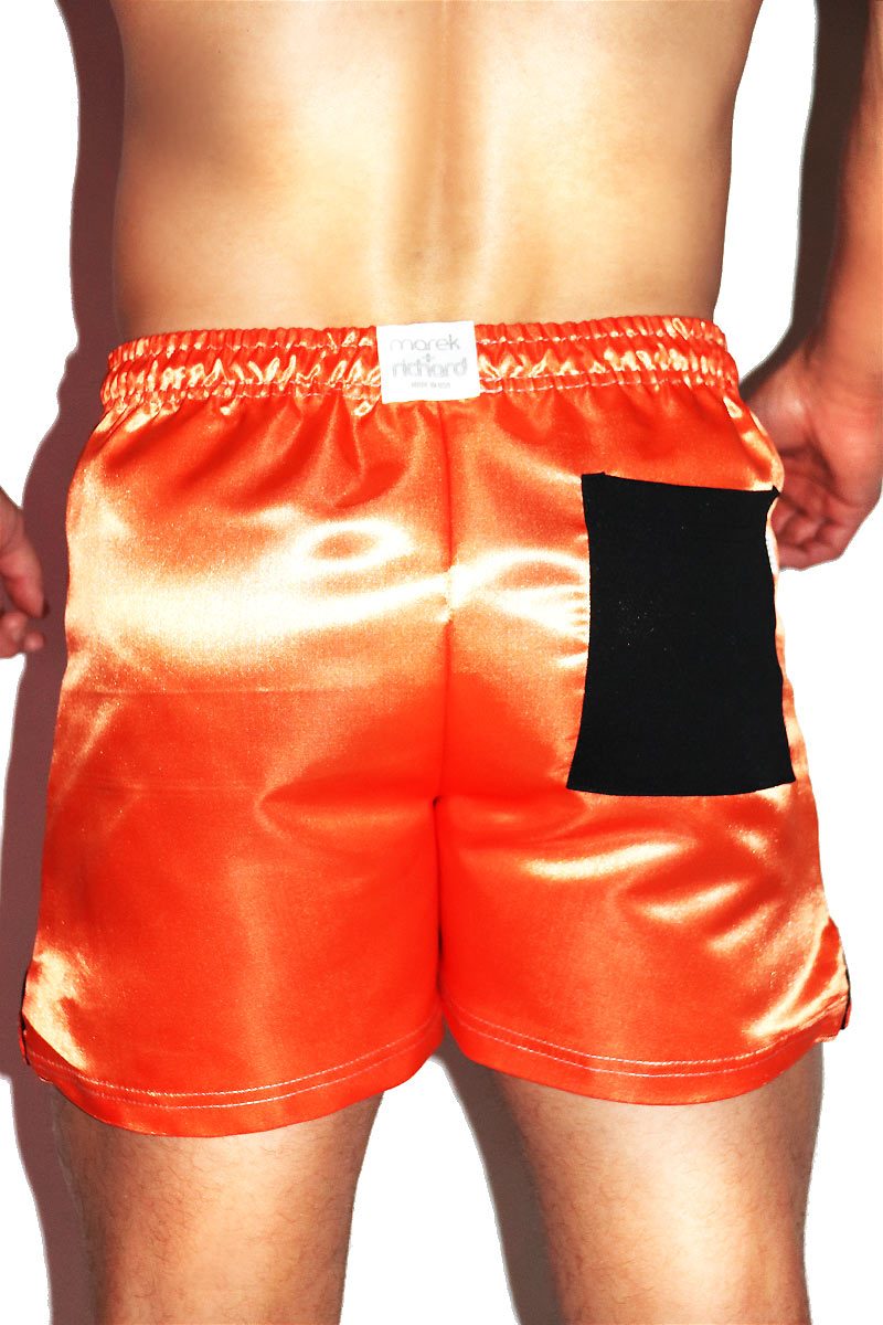 Pumpkin Satin Athletic Shorts-Orange