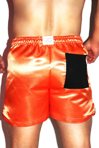 Pumpkin Satin Athletic Shorts-Orange