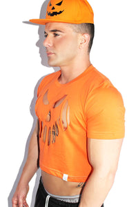 Pumpkin Cutout Crop Tee-Orange