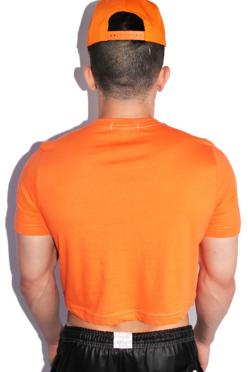 Pumpkin Cutout Crop Tee-Orange