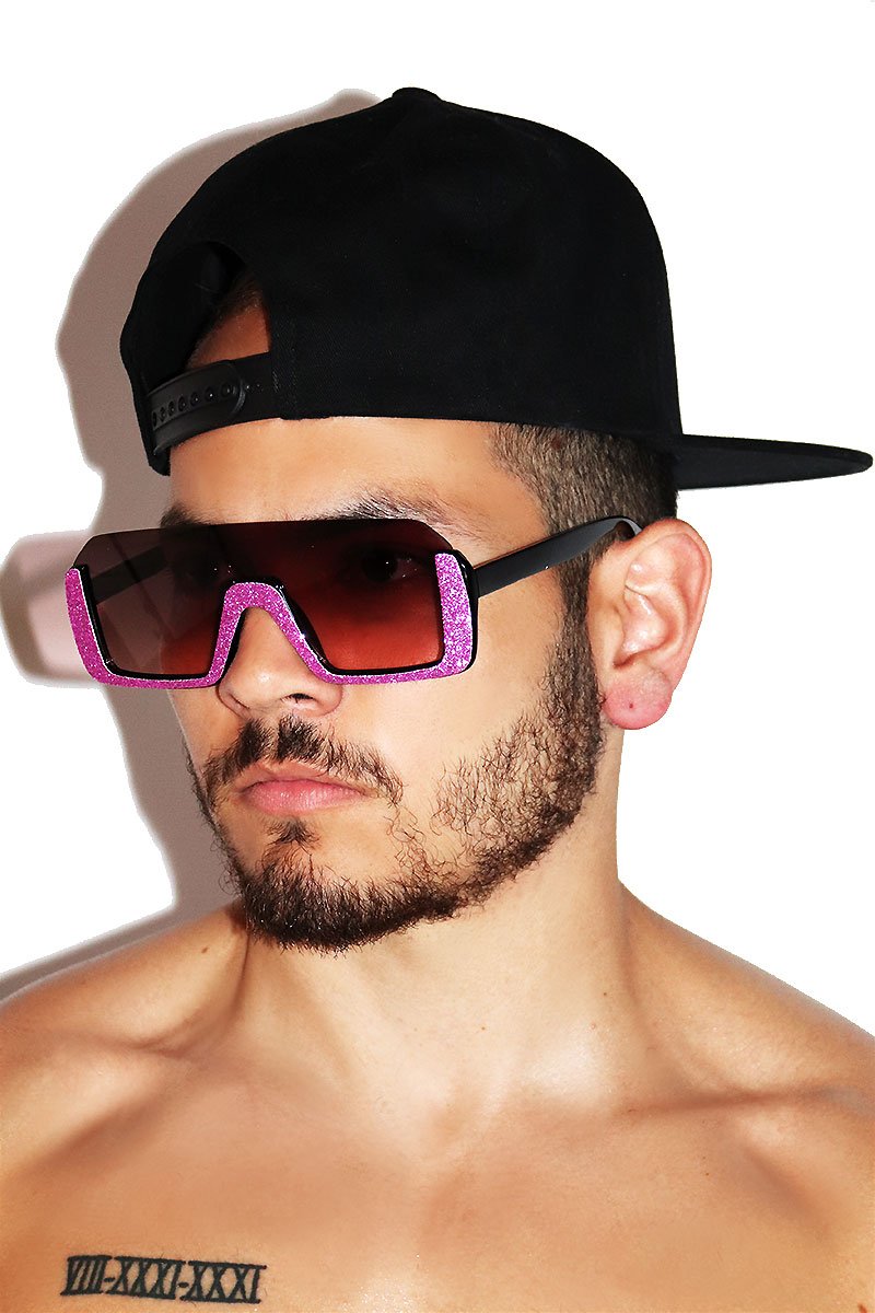 Glitter Rimless Top Sunglasses- Purple
