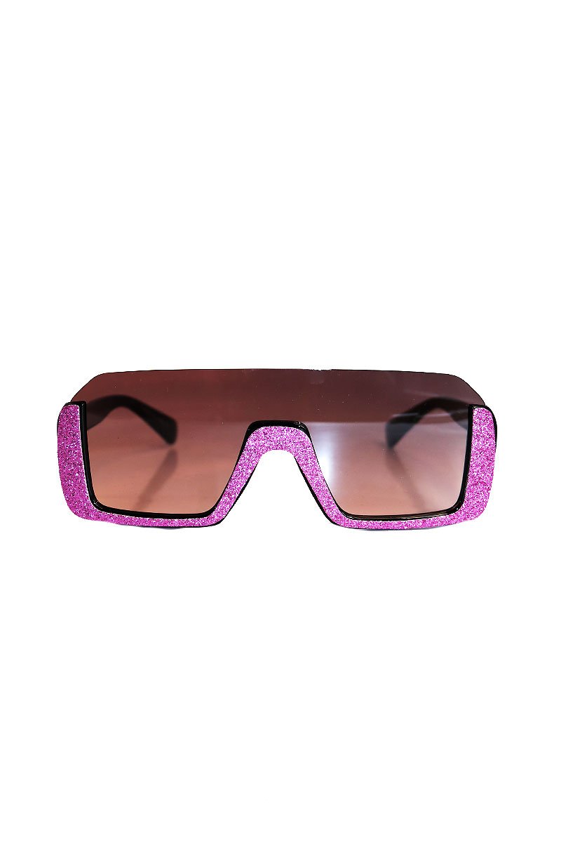Glitter Rimless Top Sunglasses- Purple