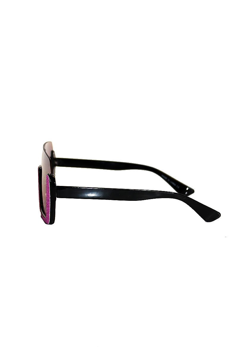 Glitter Rimless Top Sunglasses- Purple