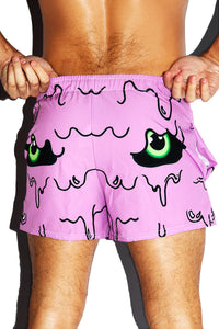 Blob Monster All Over Active Shorts- Purple