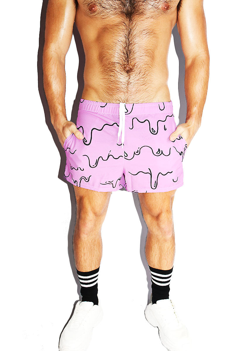 Blob Monster All Over Active Shorts- Purple