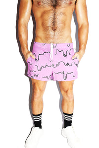Blob Monster All Over Active Shorts- Purple