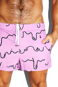 Blob Monster All Over Active Shorts- Purple