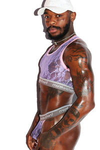 Lace Lingerie Crop Racerback Tank- Purple