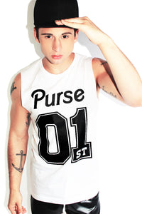 Purse First Sleeveless Tee- White