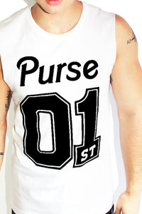 Purse First Sleeveless Tee- White