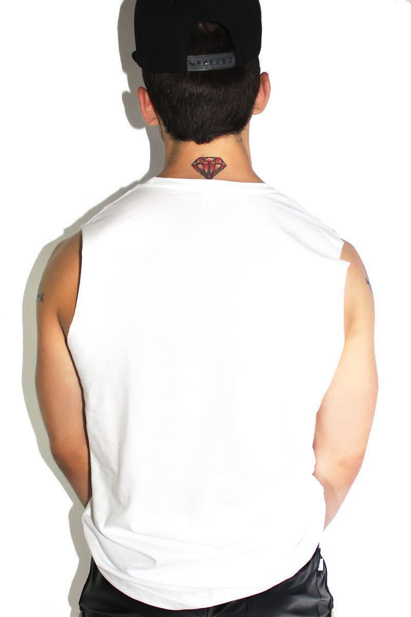 Purse First Sleeveless Tee- White