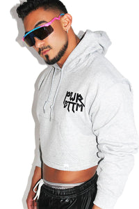 Power Bottom Crop Hoodie-Grey