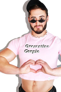 Quarantine Couple Crop Tee- Pink