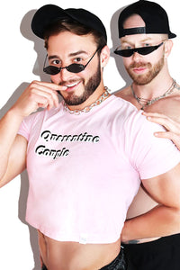 Quarantine Couple Crop Tee- Pink