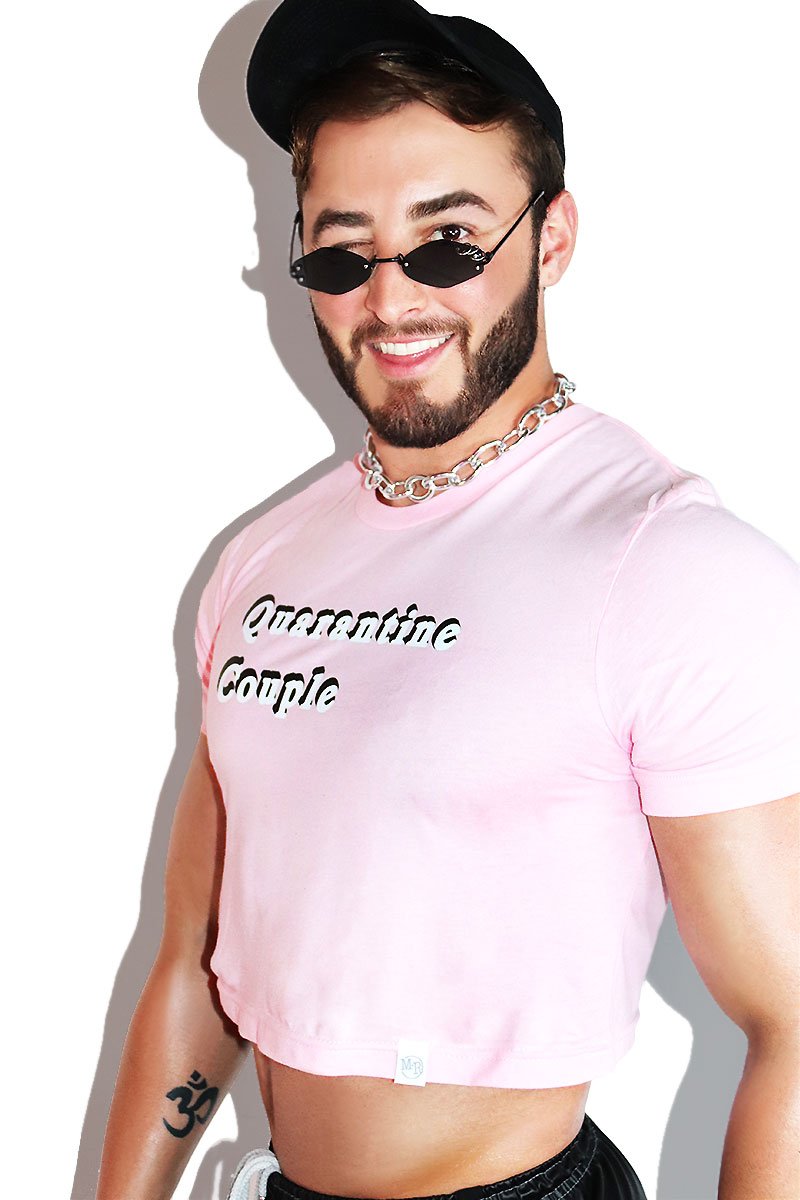 Quarantine Couple Crop Tee- Pink