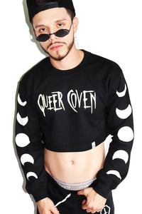 Queer Coven Long Sleeve Crop Sweatshirt-Black