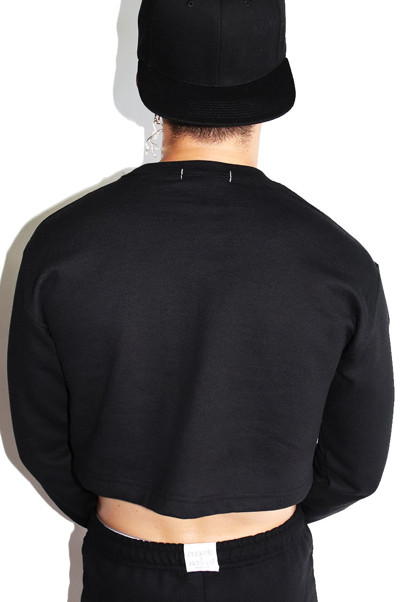 Queer Coven Long Sleeve Crop Sweatshirt-Black