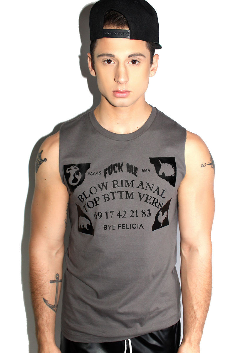 Sexy Spirit Board Sleeveless Tee-Asphalt Grey