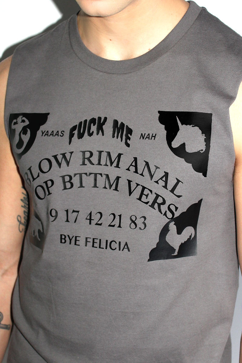 Sexy Spirit Board Sleeveless Tee-Asphalt Grey