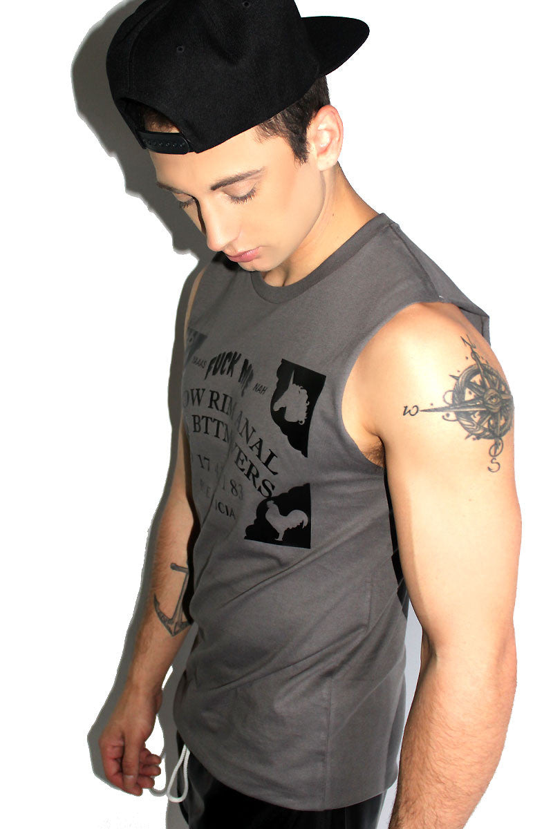 Sexy Spirit Board Sleeveless Tee-Asphalt Grey